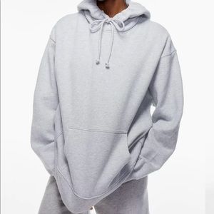 Aritzia/TNA Extra Fleece Boyfriend Heather Chrome Two Piece Sweatset